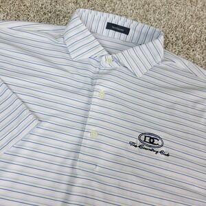 Turtleson Mens Medium White Striped Performance Stretch Polo Short Sleeve